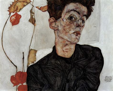 Self-Portrait with Chinese lantern fruits (1912) by Egon Schiele – Artchive