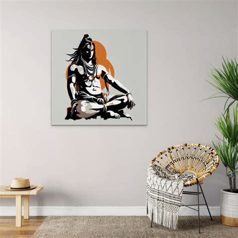 "Meditative Tranquility: Abstract Painting Print of Lord Shiva Perfect