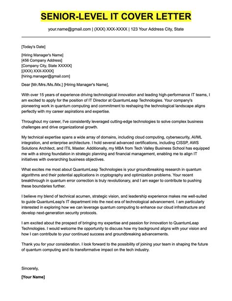 Information Technology Cover Letter 的图像结果