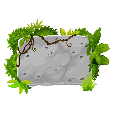 Premium Vector | Cartoon forest jungle liana rock ui game asset