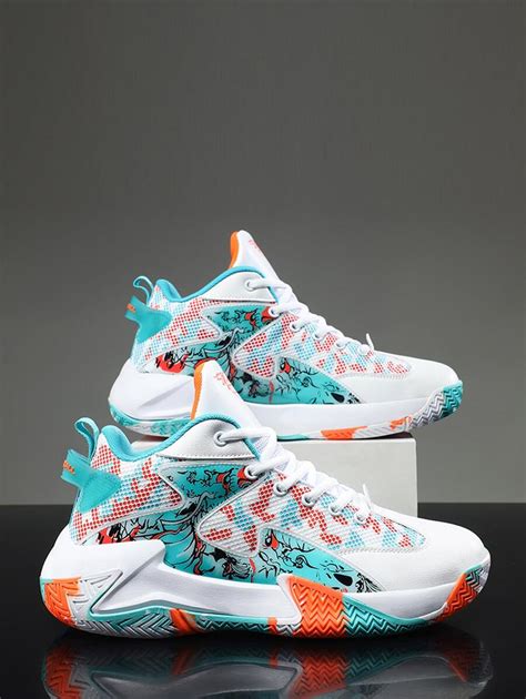 Men Chinese Dragon Pattern Lace-up Front Basketball Shoes | SHEIN USA