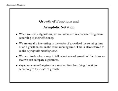 Asymptotic Notation: Growth of Functions in Algorithms - Studocu