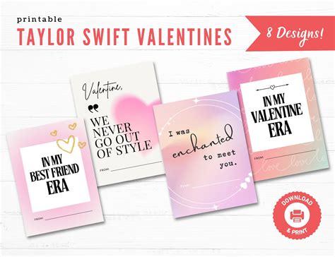 Taylor Swift Valentine's Day Cards | Eras Tour Printable (PDF) - Etsy