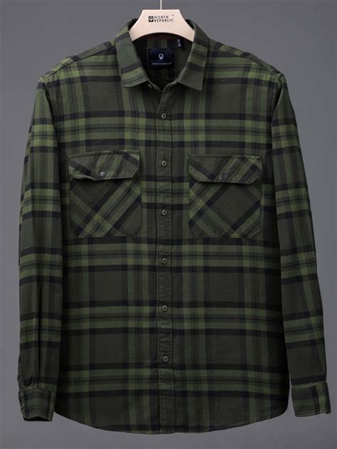 Men's checked full sleeves double pocket shirt | Pista