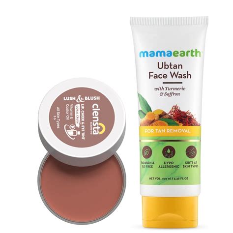 Mamaearth Ubtan Natural Face Wash with Turmeric & Saffron 100ml + Clen ...