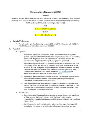 Fillable Online EIS Memorandum of Agreement (MOA) Template Fax Email ...