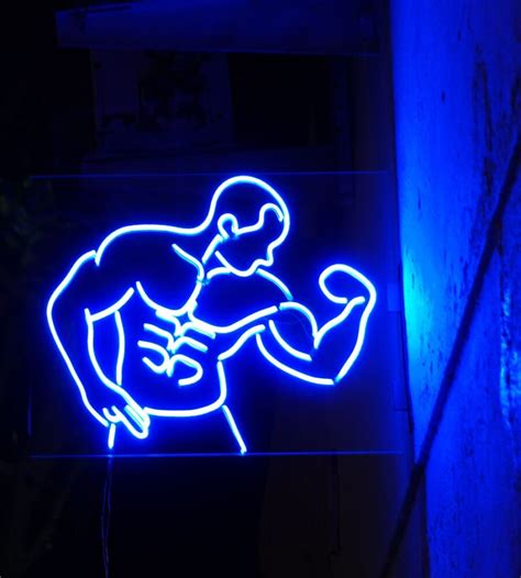 Buy Led Neon Sign Board for Gym Bodybuilding Fitness Center Blue Glow ...