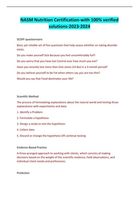 NASM Nutrition Certification-with 100% verified solutions- - NASM ...