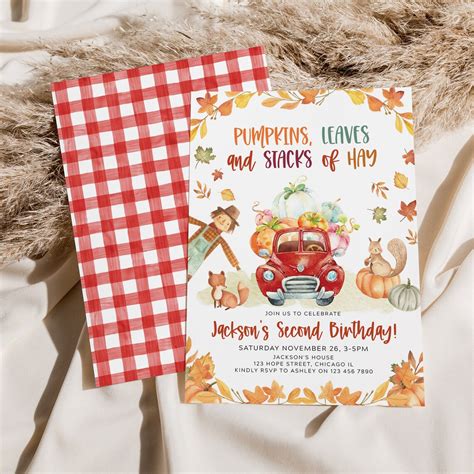 Editable Fall Second Birthday Invitation Template Printable - Etsy