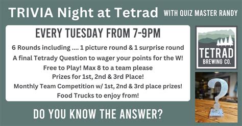 Trivia Tuesday with Quiz Master Randy! 6 Rounds, do you know the Answer ...