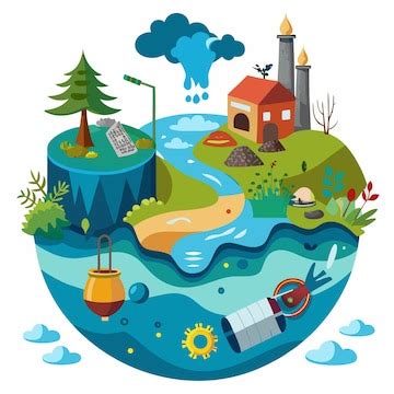 Water pollution vector illustration isolated on a white background ...