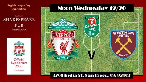 EFL Cup Quarterfinal - Liverpool Football Club v West Ham United ...
