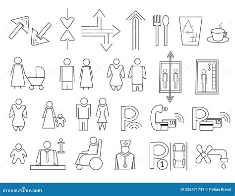 Wayfinding System Signage Mockup Set. Exterior And Interior Way Finding ...