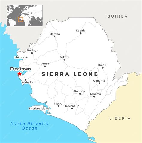 Premium Vector | Sierra leone political map with capital freetown most ...