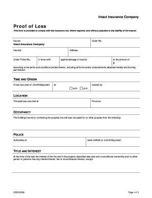 Intact Insurance Proof of Loss Form - Blank Fillable Template | Fill ...