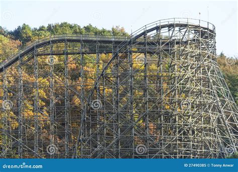 Wooden Roller Coaster stock image. Image of outdoor, amusement - 27490385