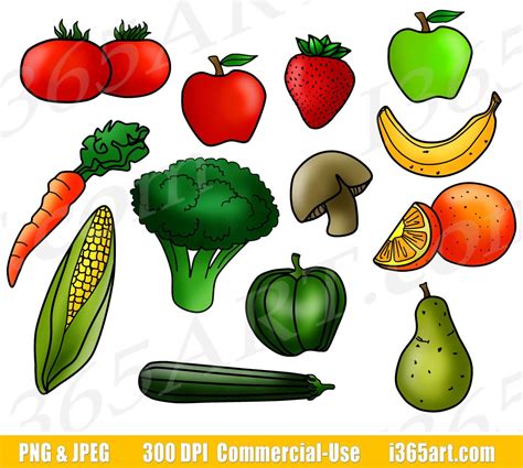 Fruits and Vegetables Clipart, Fruit Clip Art, Vegetable Clip Art ...