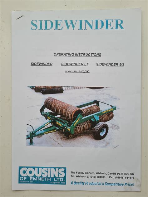 Cousins Sidewinder, Sidewinder LT, Sidewinder 5/3 Operators Manual ...