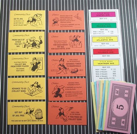 35 Monopoly Game Money Chance Cards Community Chest etc For