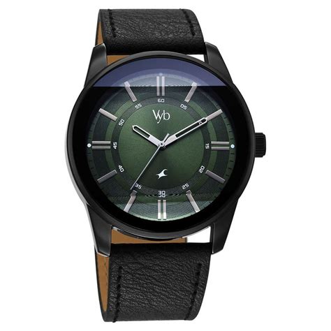 Buy Online Vyb Drift By Fastrack Quartz Analog Green Dial Leather Strap ...