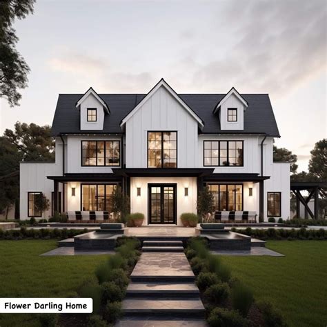 Two story 4 bedroom modern farmhouse for a wide lot with loft and ...