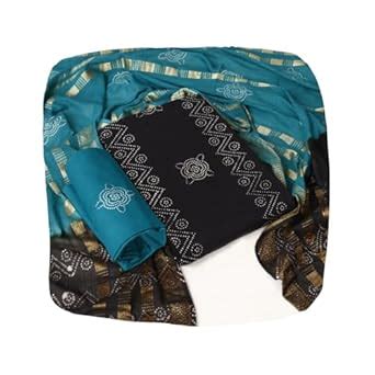 Buy SATSPIRITED Women's Cotton Jaipuri Hand Batik Print Unstitched Suit ...