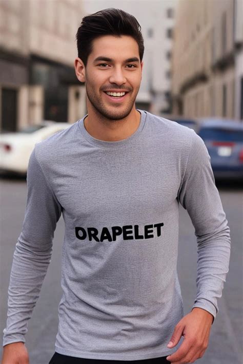 Men's Drapelet Round Neck Grey Melange Full Sleeve T-shirt
