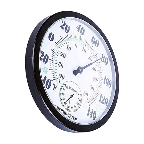 CALANDIS 9.84'' Round Hygrometer Thermometer Meter Outdoor Temperature ...