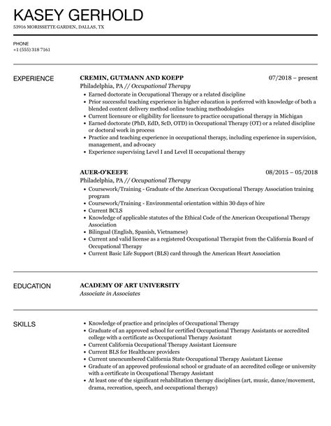 Occupational Therapy Resume Template