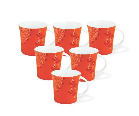 Buy Jcpl Bone China Jackson Hilton 383 Coffee Mug Set, 140Ml, Set of 6 ...