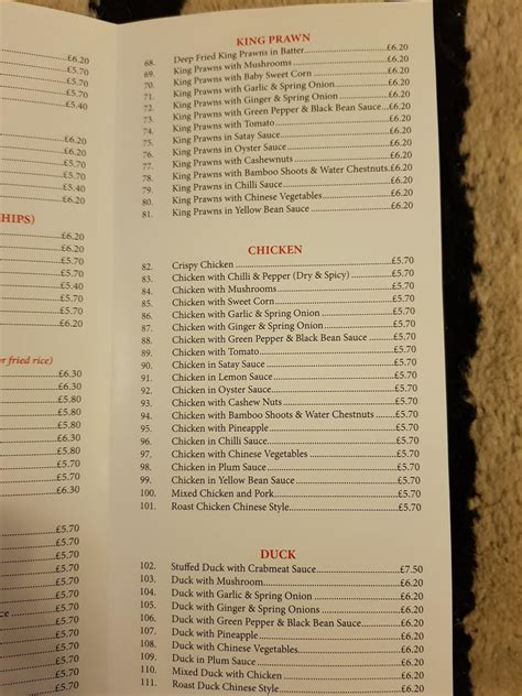 Menu at Golden House Chinese Restaurant, Street
