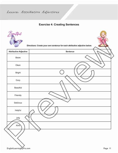 Image result for Attributive Adjectives Worksheet