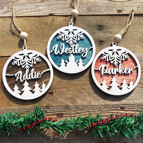 Personalized Christmas Ornament, Wooden Decor, Multiple Stain and ...