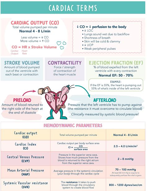 Cardiac Output, Preload, Afterload, Stroke Volume & Hemodynamic Parameters