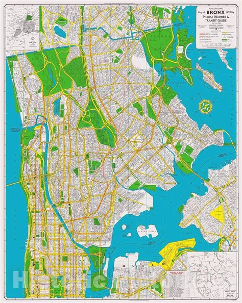 Historic Pictoric Vintage Reproduction: Bronx, New York 1959 Map with ...