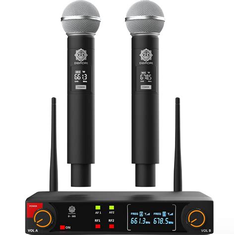 DIGIMORE UHF Dual Wireless Microphone System | 197ft Range | Cardioid ...