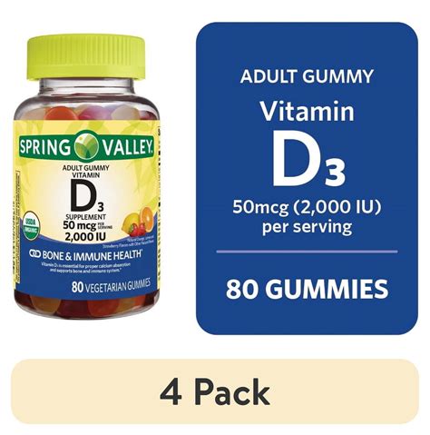 (4 pack) Spring Valley Vitamin D3 Gummies for Bone and Immune Health ...
