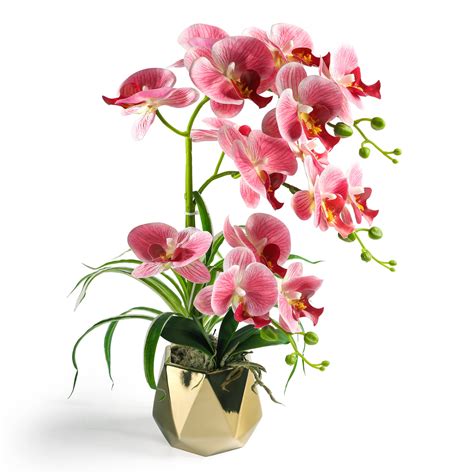 SAN MU Orchids Artificial Flowers, Fake Orchid Plants & Flowers in Vase ...