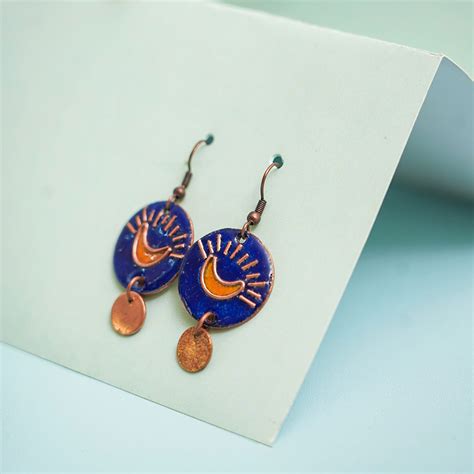 Buy Handmade Copper Enamelled Chanda Earrings and Necklace Online On Zwende