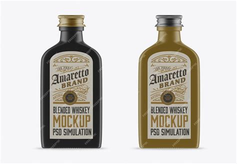 Premium PSD | Flat Liquor Glass Bottle Mockup 3D render