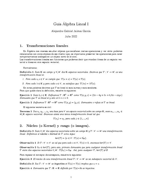 Gu a lgebra Lineal I - Gu ́ıa ́Algebra Lineal I Alejandro Gabriel ...