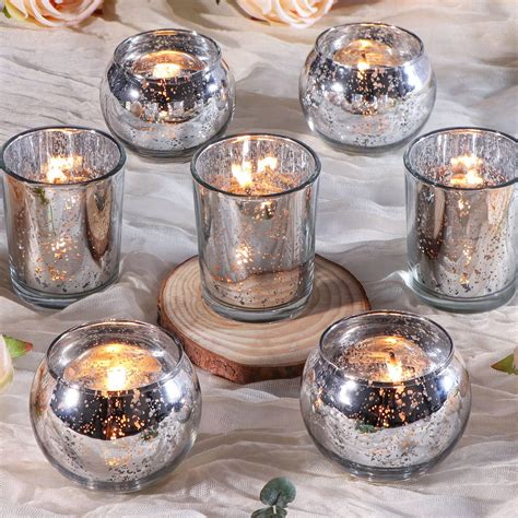 DEVI Silver Votive Candle Holders 24PCS,Mercury Glass Candle Holder ...