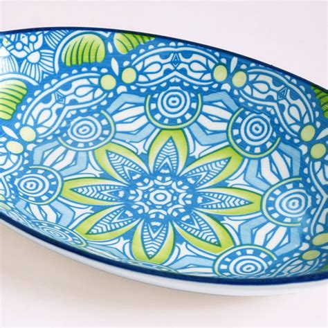 Green And Blue Mandala Serving Platter Set Of 2 Online - Premium ...