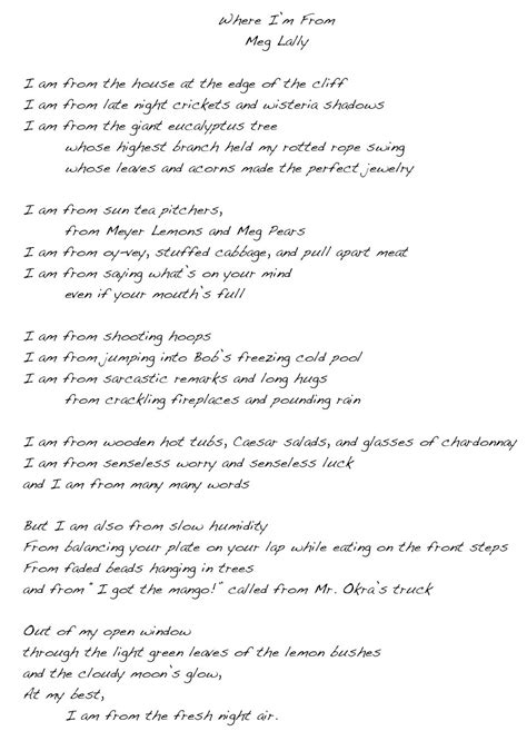 Where Im From Poem Template