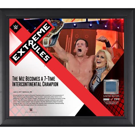 The Miz Framed 15" x 17" 2017 Extreme Rules Collage with a Piece of ...