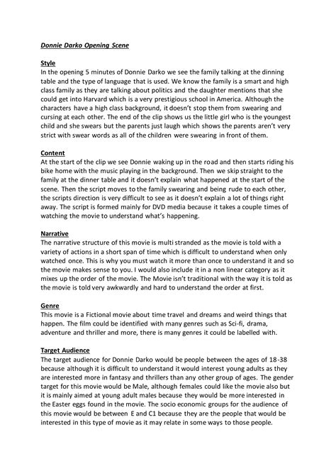 Donnie darko opening scene | DOCX