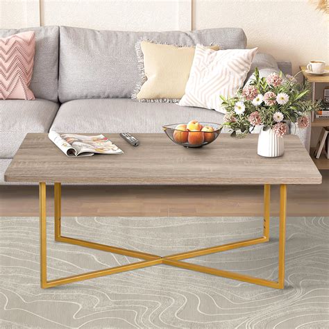Buy Wood Coffee Table, Modern Center Table with X-Shape Base for Living ...