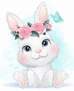 Image result for Cartoon Bunny with Flowers