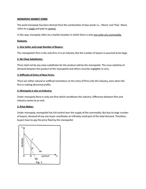 Monopoly Market FORM - Lecture notes 7 - MONOPOLY MARKET FORM The word ...