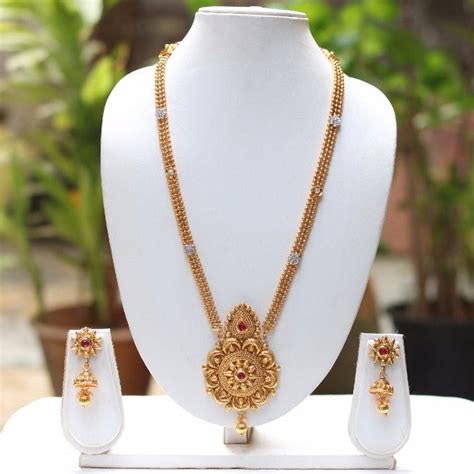 Gold Plated Mango Desing Pendant Necklace With Jhumki – Look Ethnic